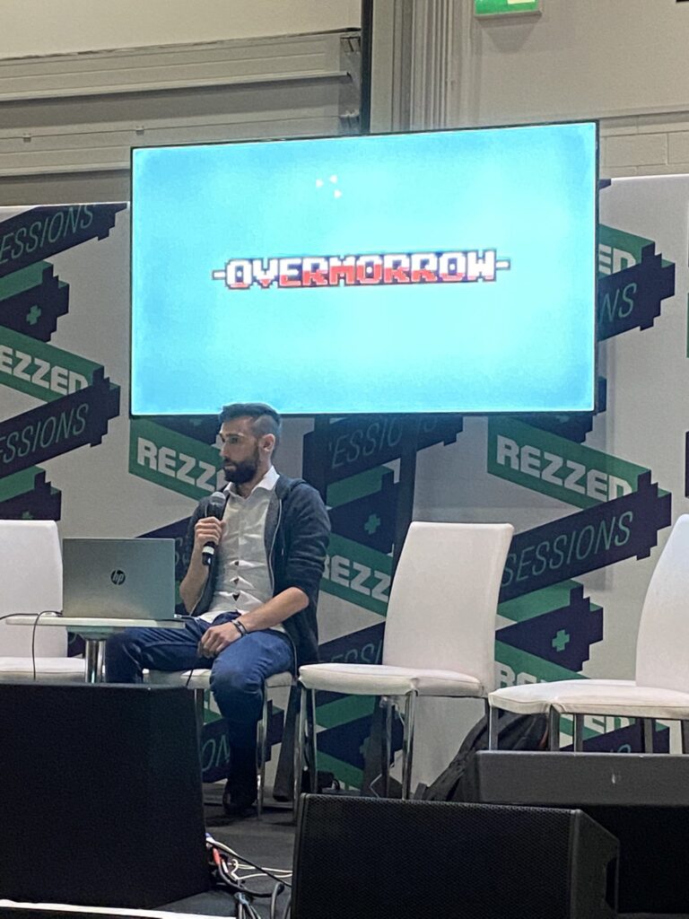 Indie game developer Marcus Clarkes speaks at EGX Rezzed